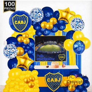 SET DE GLOBOS ARCO XL FELIZ CUMPLEA�OS BOCA GY 100 UNIDADES